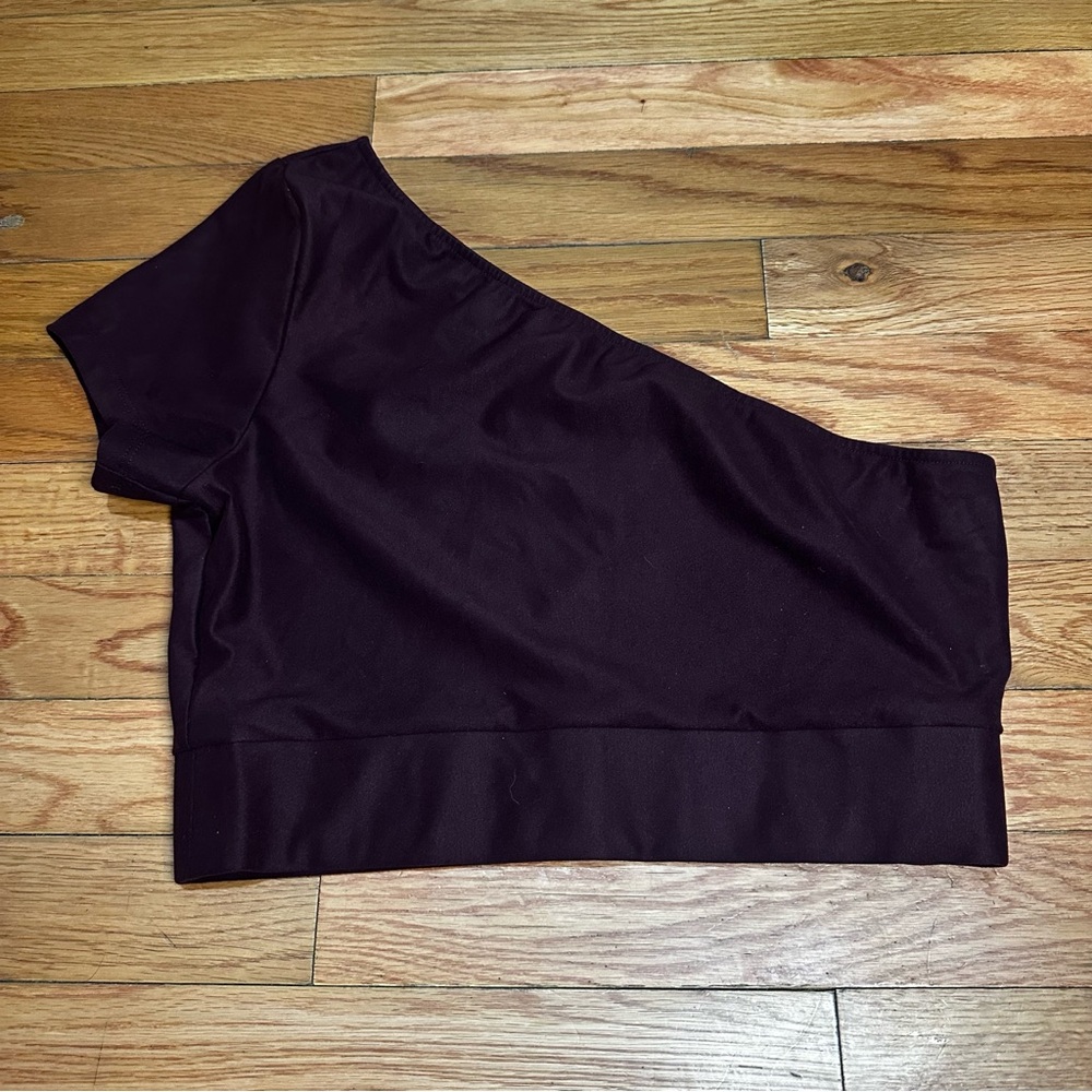 NWT Victorias Secret Sport One Shoulder Crop Top Maroon Small Active Athleisure